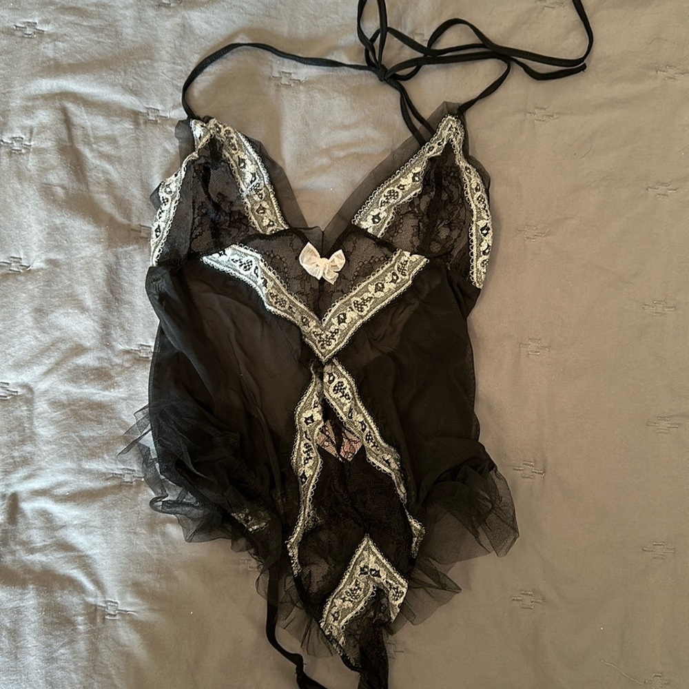 Black lace body suit lingerie